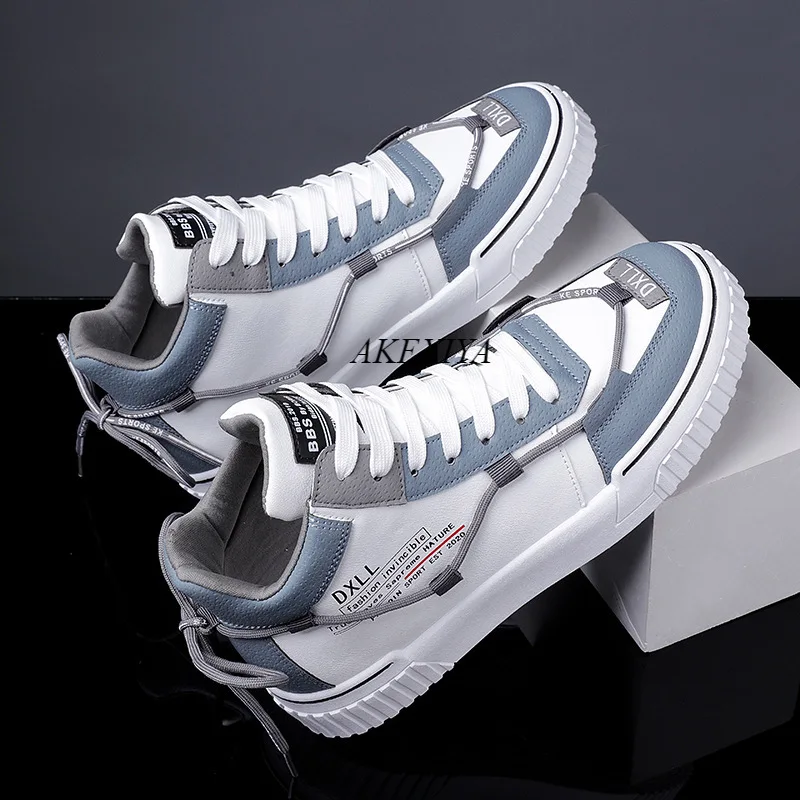 

High Top Sneakers for Women Street Hip Hop Leather Sports Shoes Lace Up Women's Running Shoes Zapatos De Mujer