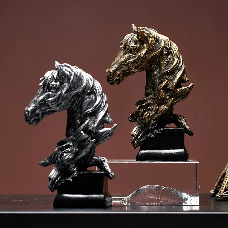 

Абстрактные украшения с головой лошади, декоративная статуэтка для домашнего творчества, миниатюрная модель, аксессуары для украшения сто...