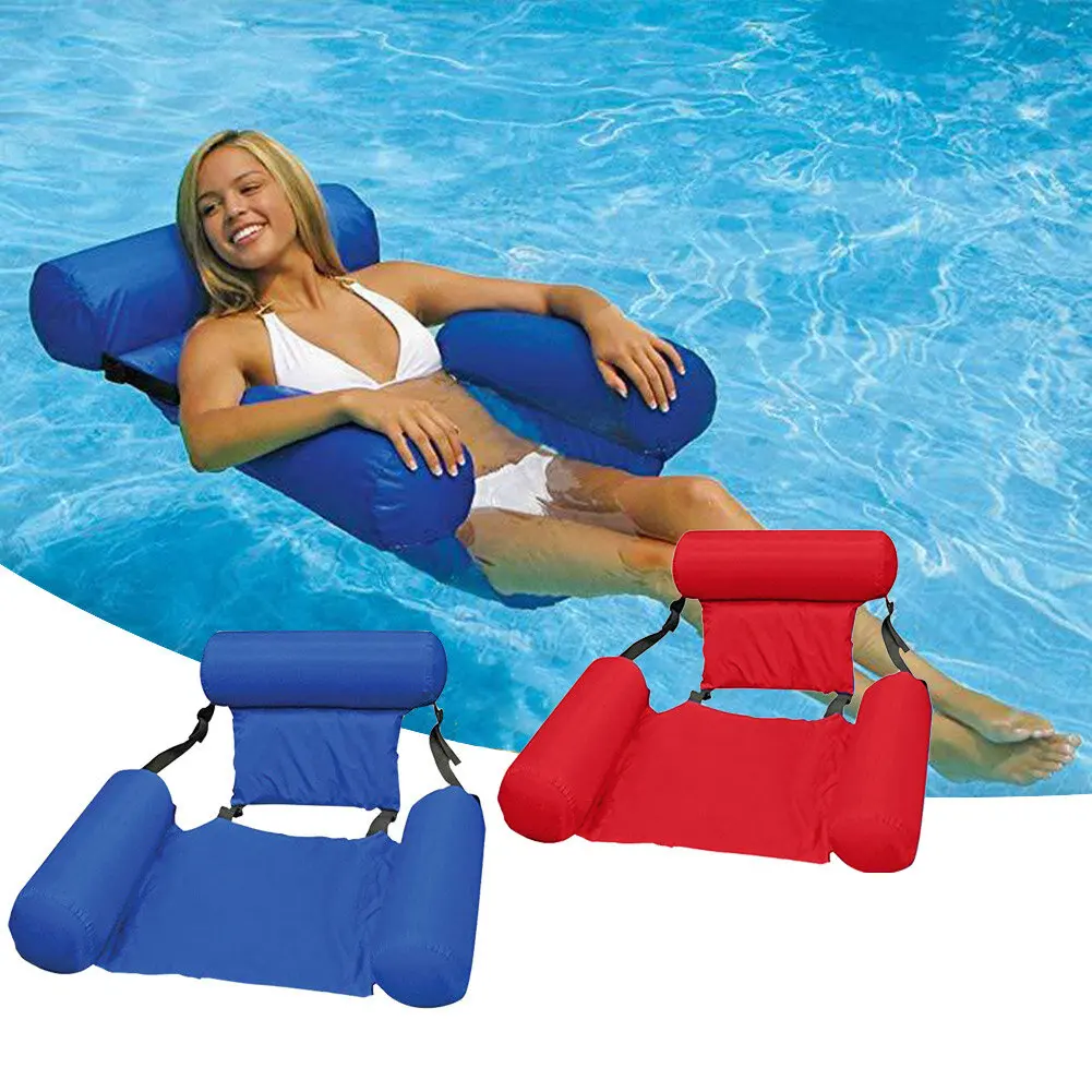 

Water Lounge Chair Summer Swimming Inflatable Foldable Floating Row Backrest Air Mat Party Pool Toy
