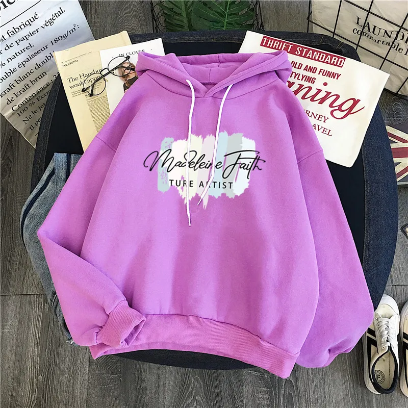 Толстовка Женская Осенняя однотонная с капюшоном и надписью 2020 | одежда