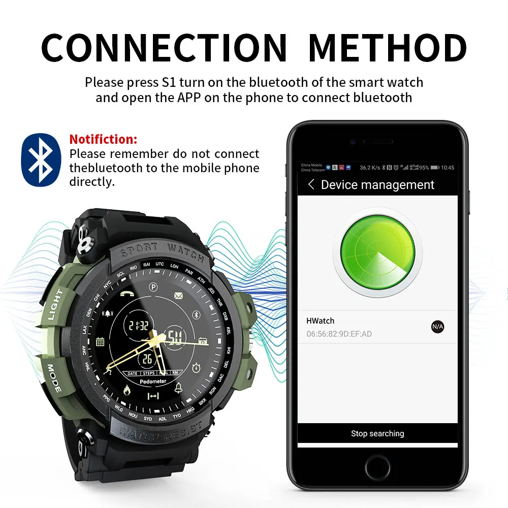 

LOKMAT MK28 Smart Watch 3ATM Waterproof Pedometers Message Reminder Sport Smartwatch Alarm Clock Call Reminder for ios Android