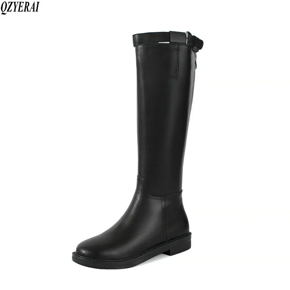 

New arrival winter women boots natural Genuine leather Knee high boots Motorcycle boots Fur one snow boots 100% cowhide