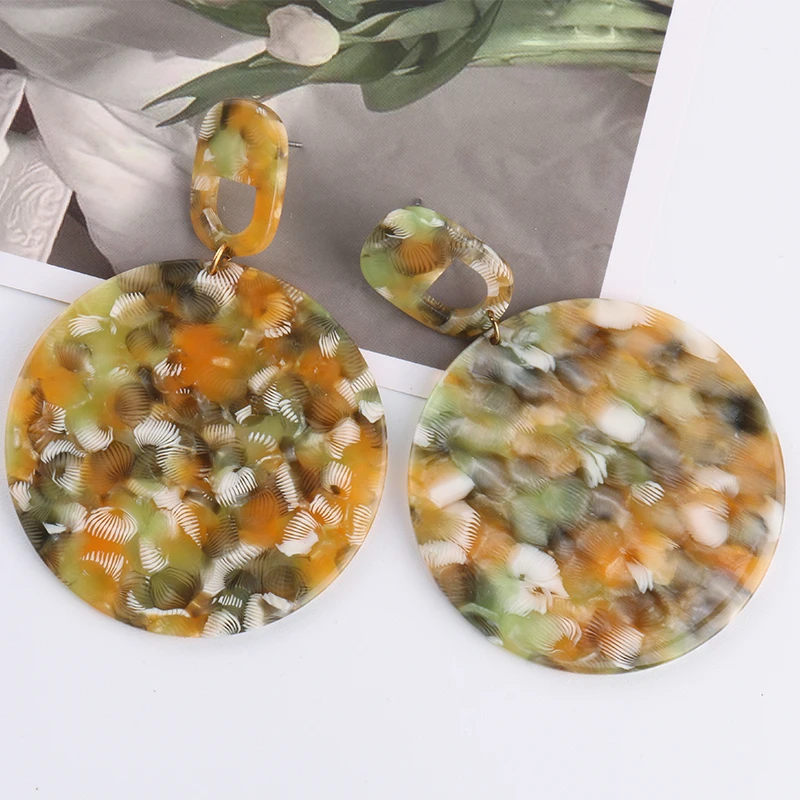 

Round Big Drop Earrings for Women Girls 2021 New Arrival Beauty Printing Dangle Earring Party Christmas Display Fashion Jewelry