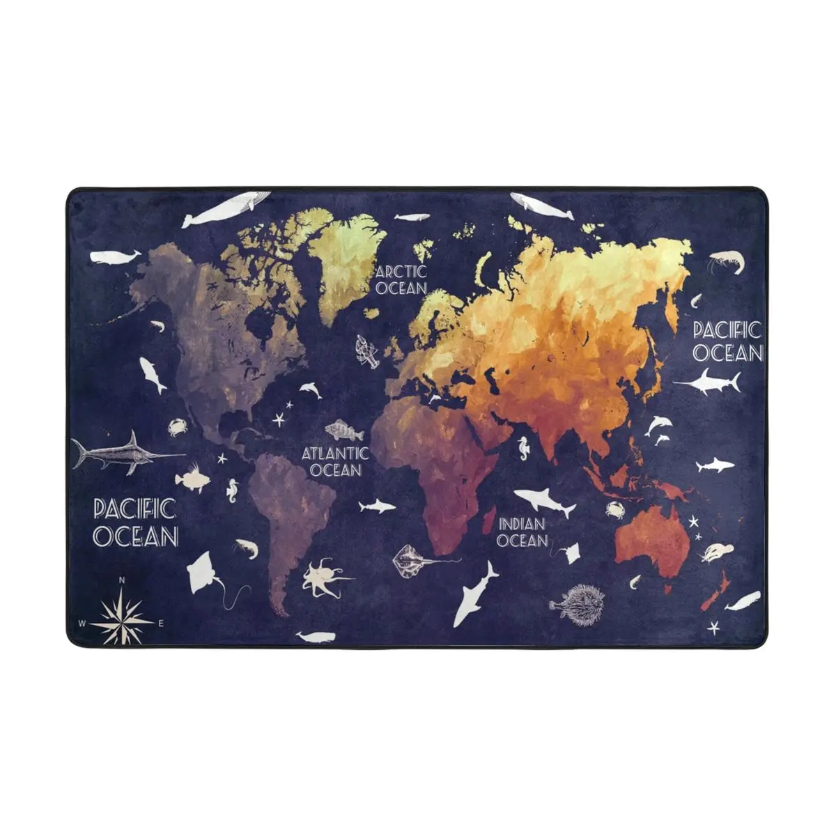 

World Map Doormat Carpet Mat Rug Polyester Anti-slip Floor Decor Bath Bathroom Kitchen Living Room 60x90