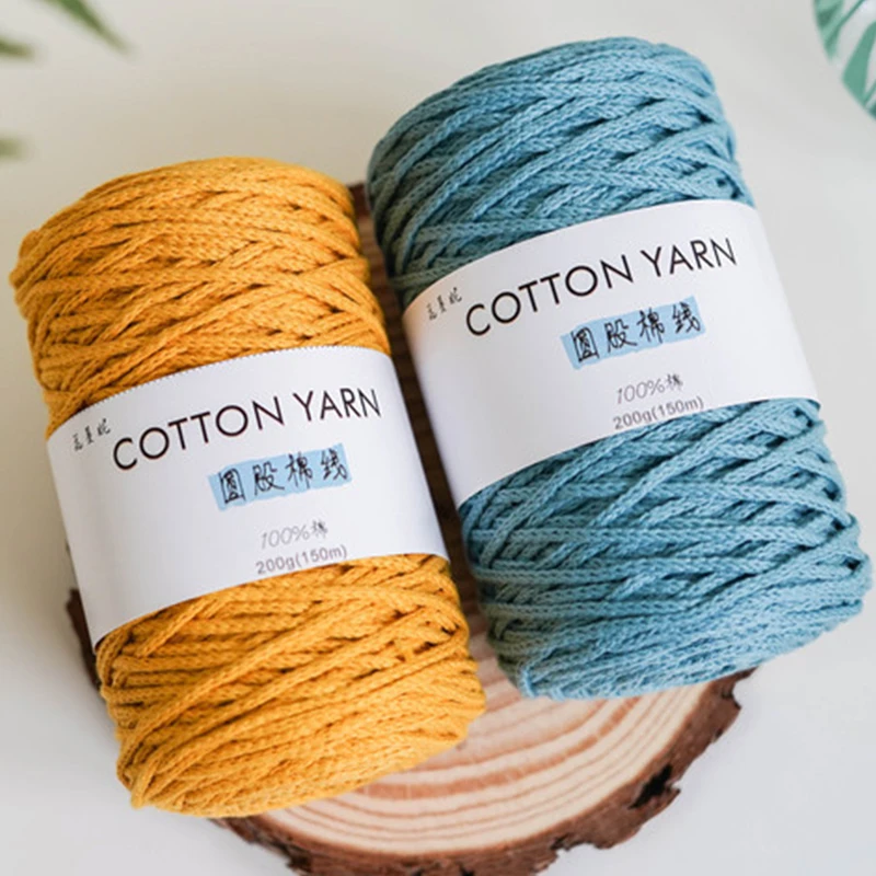 

200G Cotton Rope For Summer Fall Hand Knit Crochet Handbag Cushion Basket Knit Material Color Thread 150M Hand Braided Thread