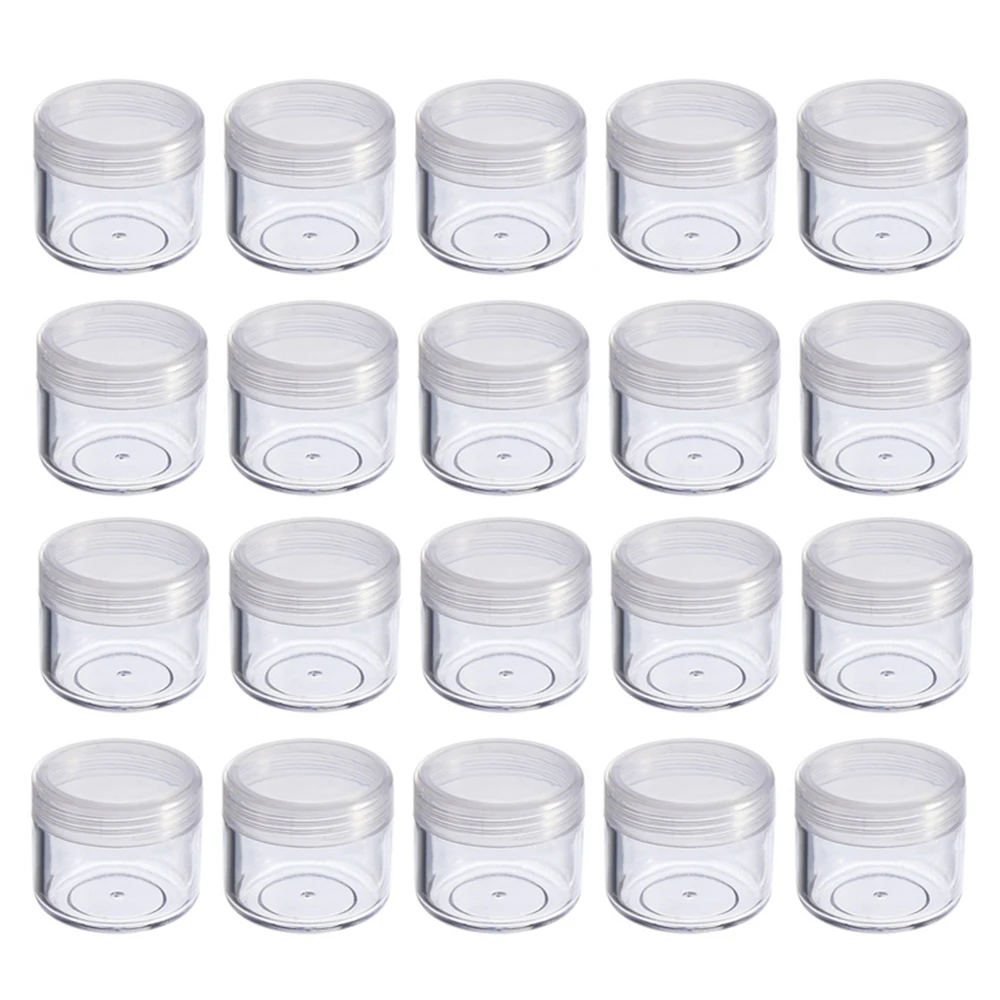 

100pcs 2g/3g/5g/10g/15g/20g Empty Plastic Cosmetic Makeup Jar Pots Transparent Sample Bottles Eyeshadow Cream Lip Balm Container
