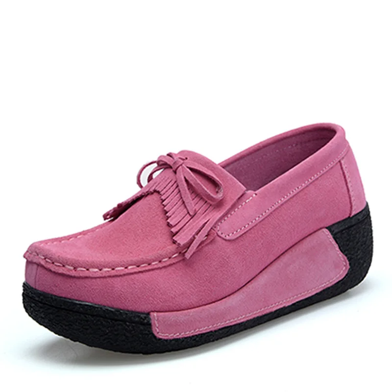 

New Spring and Autumn Women's Shoes Raise the Bottom Tassel Mom Shoes Single Height Increasing Insole Sneakers Women