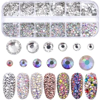 12gridsbox 1440pcs crystal rhinestions 6 sizes4681012163d glitter diamond gems for nail art decoration accessories 1set