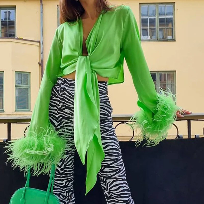 

Женская блузка-рубашка с длинным рукавом, с V-образным вырезом