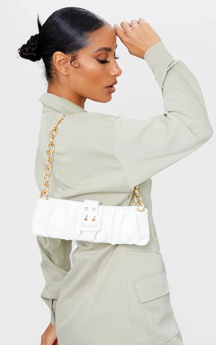 

Folded Ladies Baguette Bag Thick Chain Design Woman Half Moon Bag 2021 Trendy Female Handbag Niche Shoulder Bag Senior Handbag