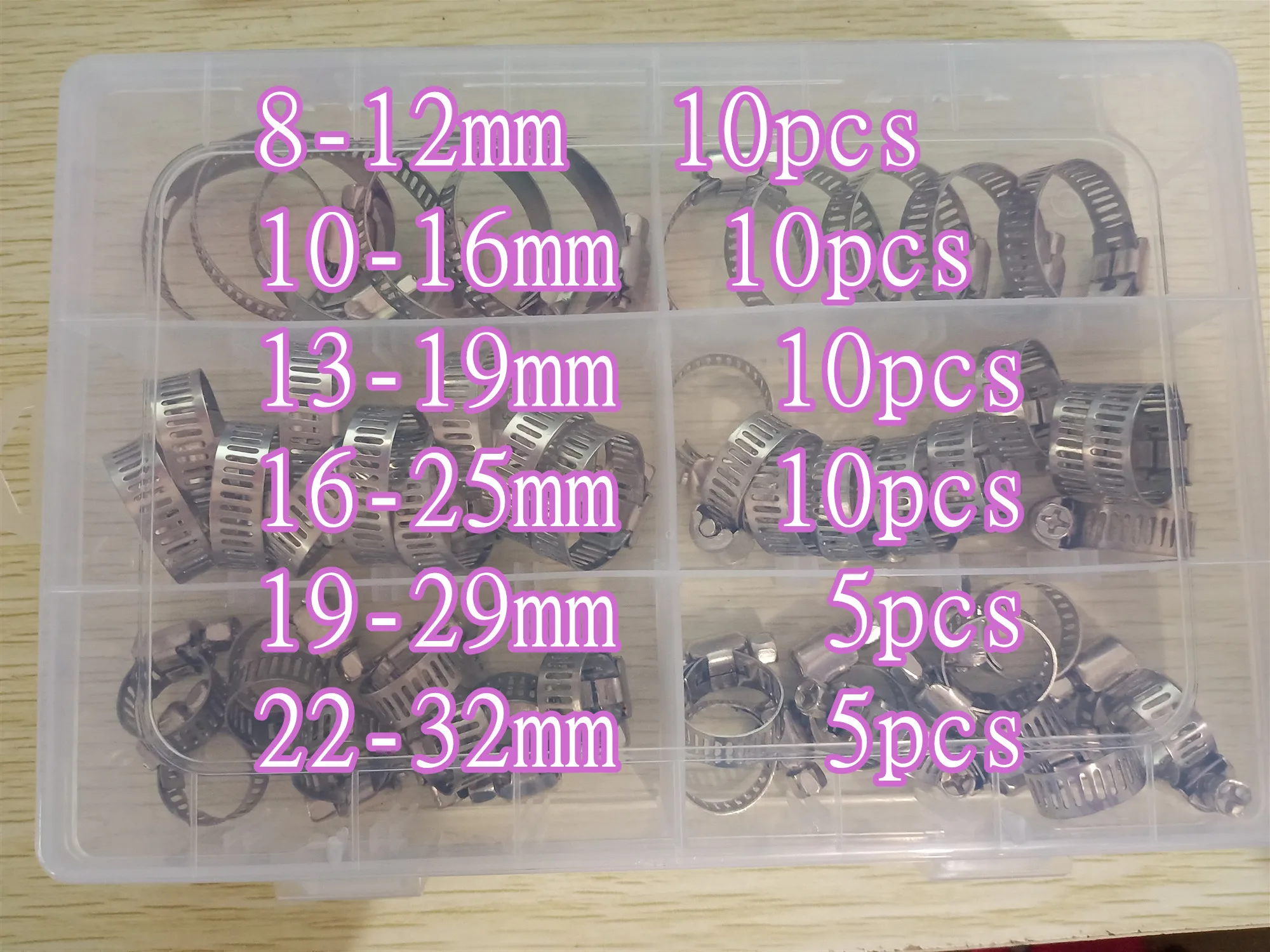 50 PCS/Box Multi Size 8mm-32mm Stainless Steel Hoop Clamp Hose Set automotive pipes clip Fixed tool | Обустройство дома