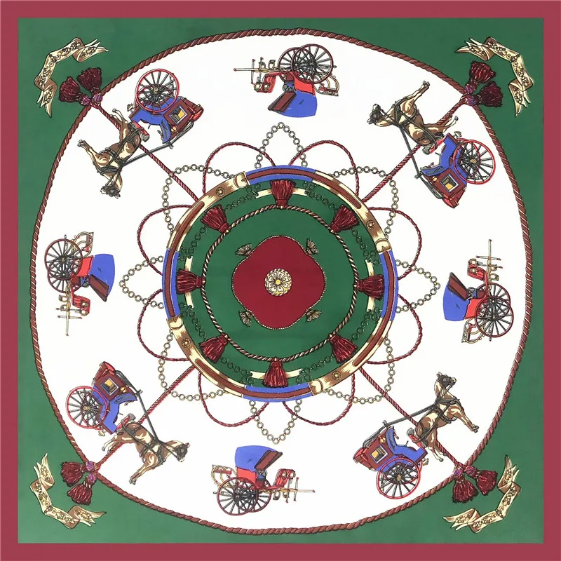 Женский шелковый шарф с кисточками и принтом маленькая бандана |