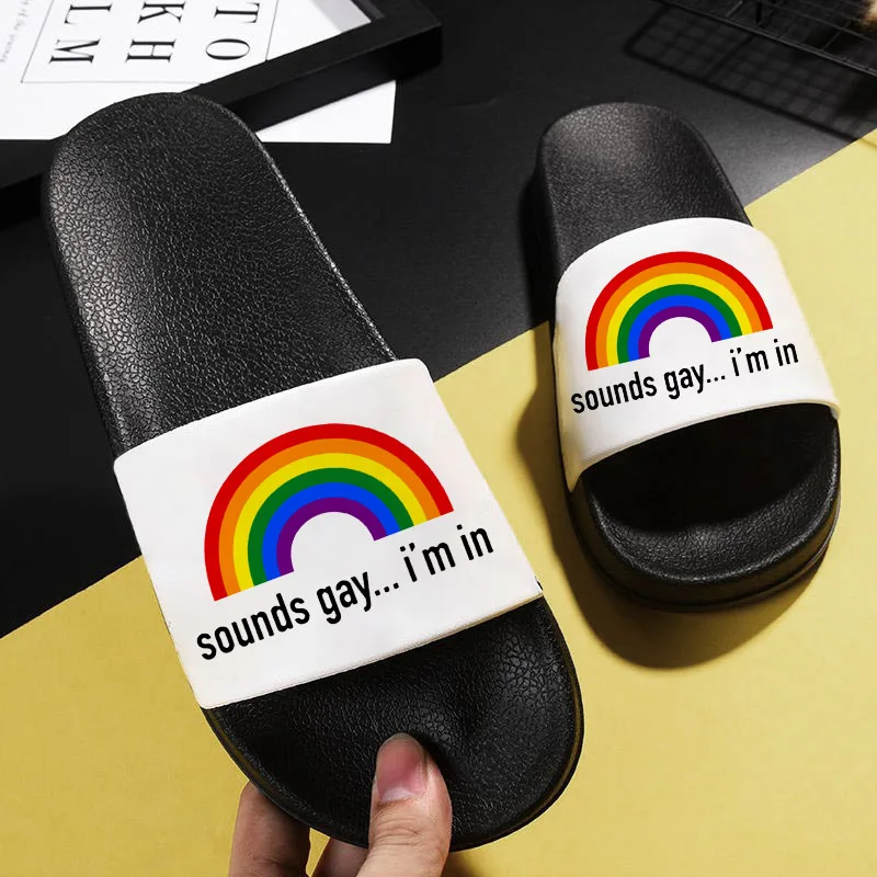 

2021 New Women Slippers Rainbow Printed Lady Slipper Casual Flat Shoes Harajuku Female Summer women Beach Shoes Slippers Mujer
