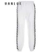 women white high waist checkerboard pants fashion streetwear plaid patchwork trousers women elastic waist pencil pants
