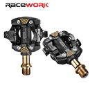 Велосипедные педали RACEWORK для горного велосипеда, автоматический зажим для педалей, Spd Cleats, подножка, самоблокирующиеся подшипники для велоспорта