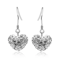 fashion heart earrings for women 925 silver jewelry with zircon gemstone drop earrings accessories wedding party gift wholesale