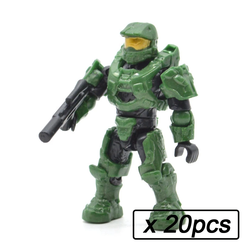 20 шт./лот, строительные блоки "воины", "люди", кирпичи, Halo Wars, игры, пластиковые доспехи для детей, сделай сам, подарки, игрушки с оружием, пистолеты - Цвет: 20pcs MB52