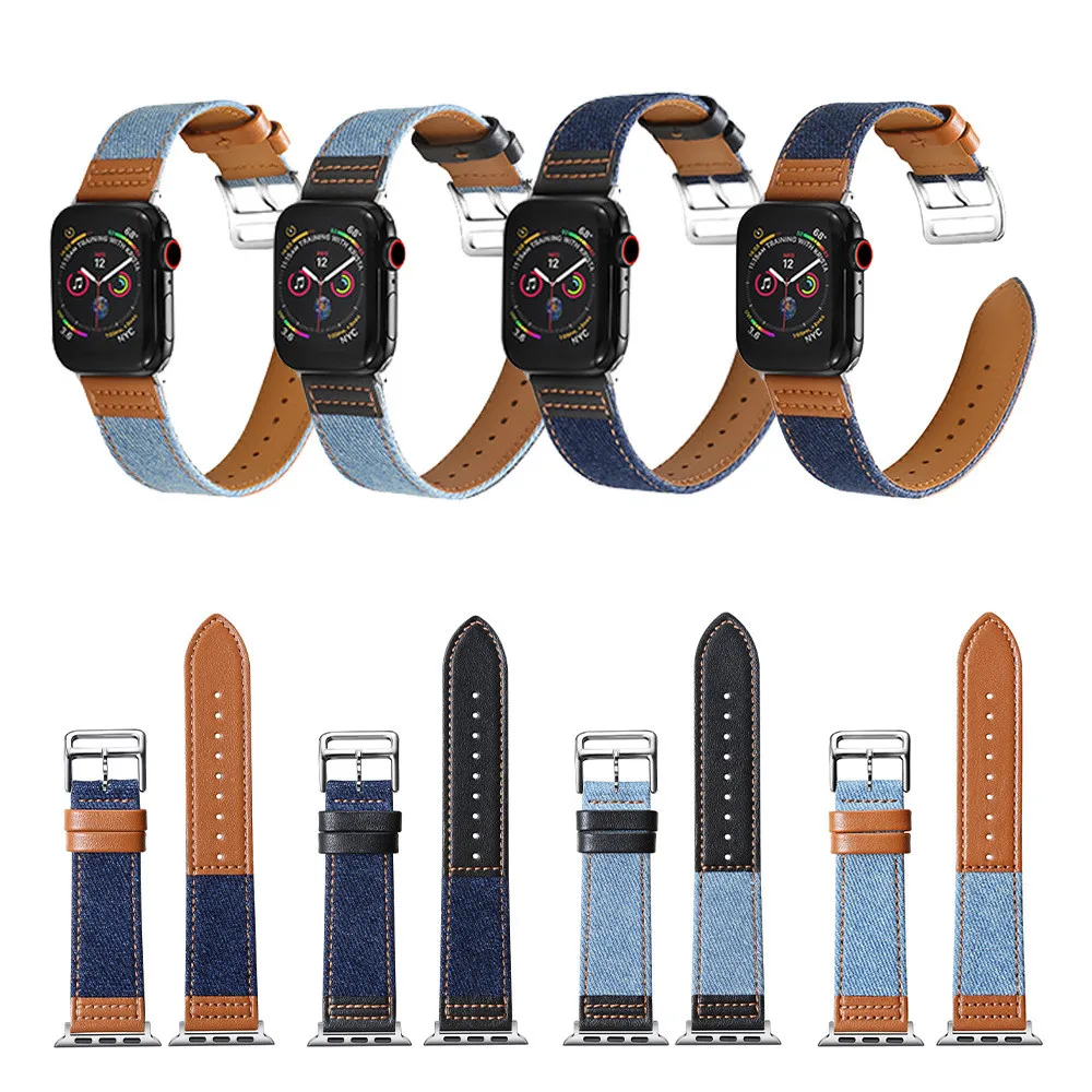 

Canvas Nylon Watchband for Apple Watch 38mm 40mm 42mm 44mm Genuine Leather Wrist Bracelet Band Strap for iWatch 1 2 3 4 5