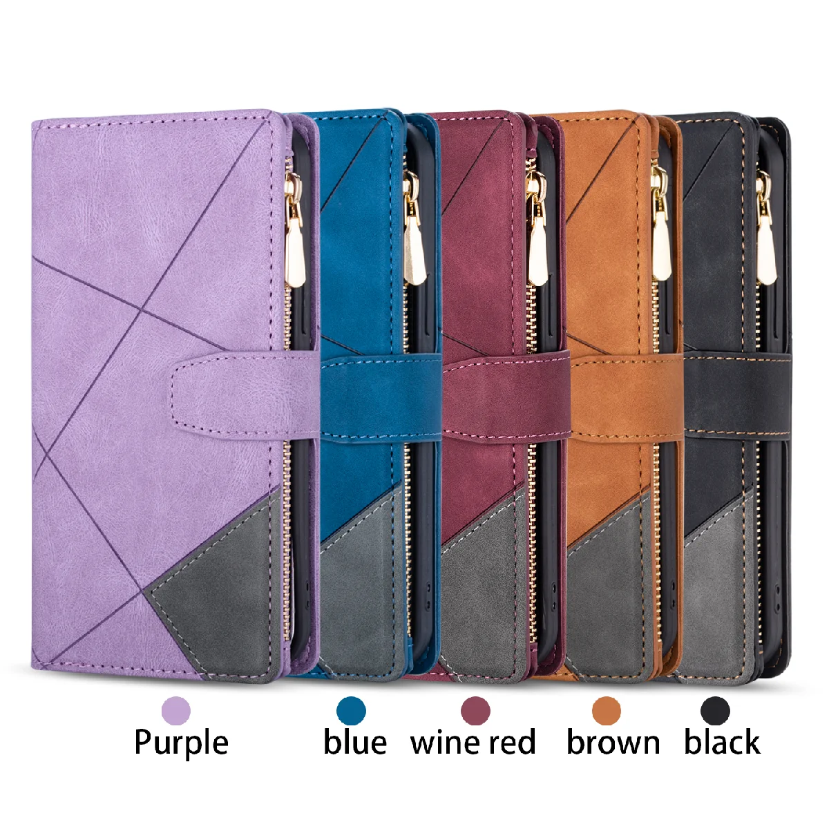 

For Samsung Galaxy Z Fold 3 5G New Line Splicing Multi-function Card Pocket Wallet Zipper W/Photo Frame PU Leather Case Cover