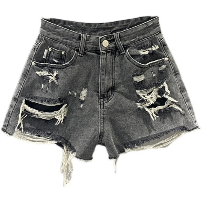

{DEAT} Women Solid Color Asymmetrical Hole Pockets Wide Leg Shorts New High Waist Loose Trousers Fashion Tide Summer 2021 7E703
