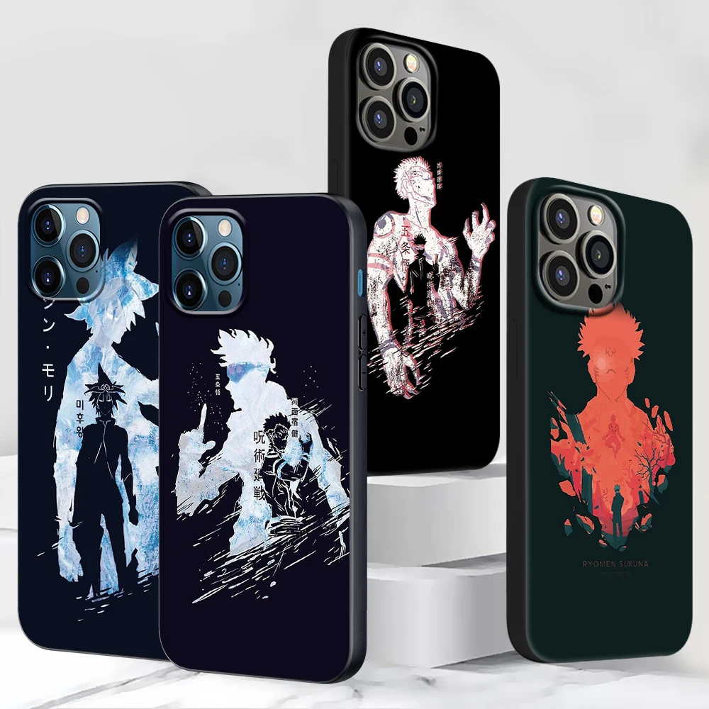 

Phone Case For iPhone 11 13 12 Pro Max Funda XR 8 7 + X 6s 6 Plus XS 5 5s SE 2020 Black Soft Cover Shell Jujutsu Kaisen Anime