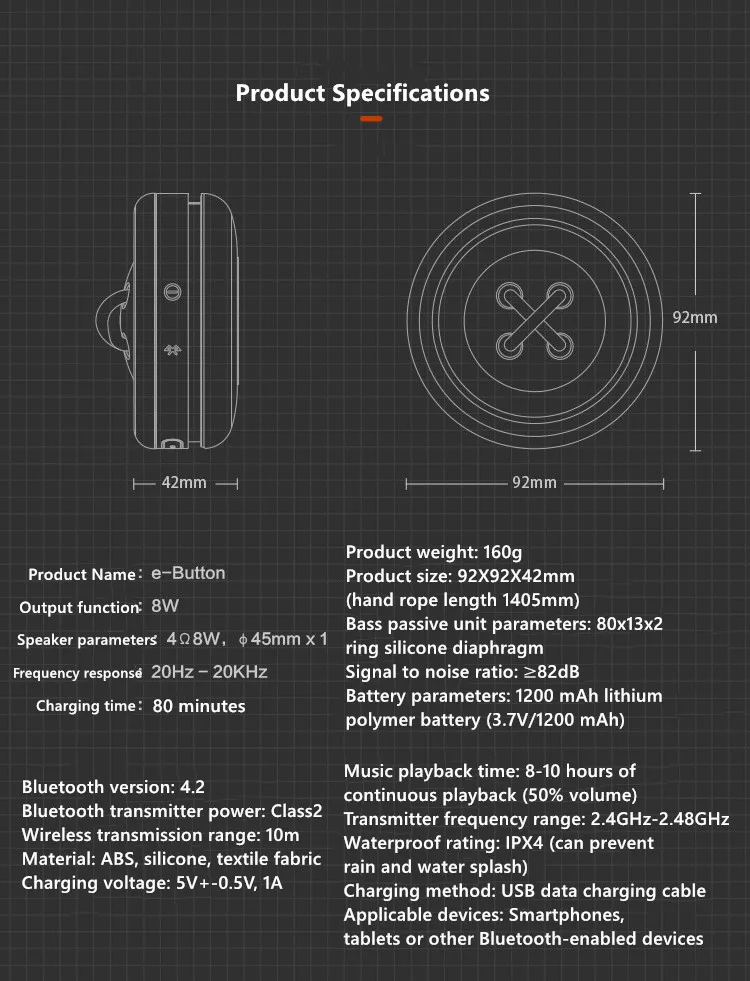 [Светло-зеленый] Кнопка портативный bluetooth-динамик Открытый водонепроницаемый мини-легкий сабвуфер Многофункциональный подключаемый маленький динамик