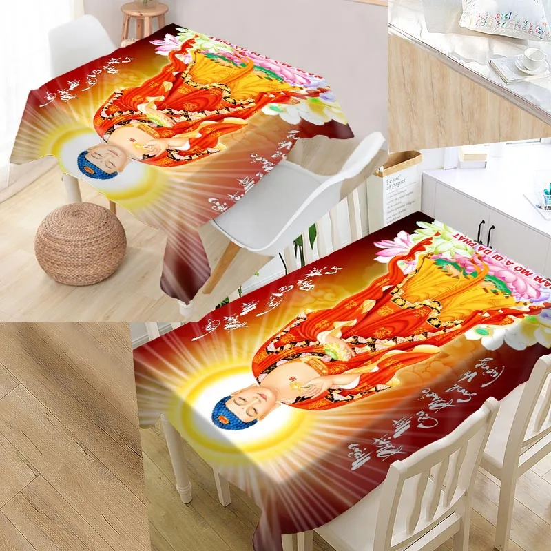 

Скатерть Будда дзен на заказ, прямоугольная Водонепроницаемая маслостойкая Скатерть из ткани Оксфорд, скатерть для семейвечерние