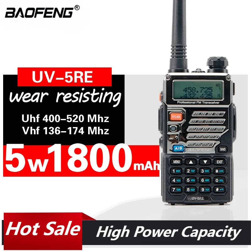 

Baofeng UV-5RE Walkie Talkie Two Way Cb Radio Upgrade Version 128CH VHF UHF 136-174Mhz & 400-520Mhz Communicador for Ham Uv5re