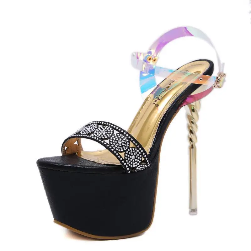 

Ultra high heel women's shoes 2020 new diamond sandals night club thin heel waterproof platform women's Roman shoes