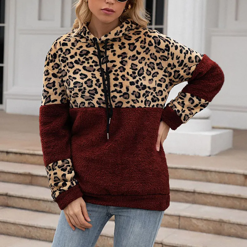 

Autumn Winter Leopard Sweatshirts Women 2021 Long Sleeve Hooded Hoodies Casual Zipper Hoodie Top Warm Coat Woman Clothes Hot
