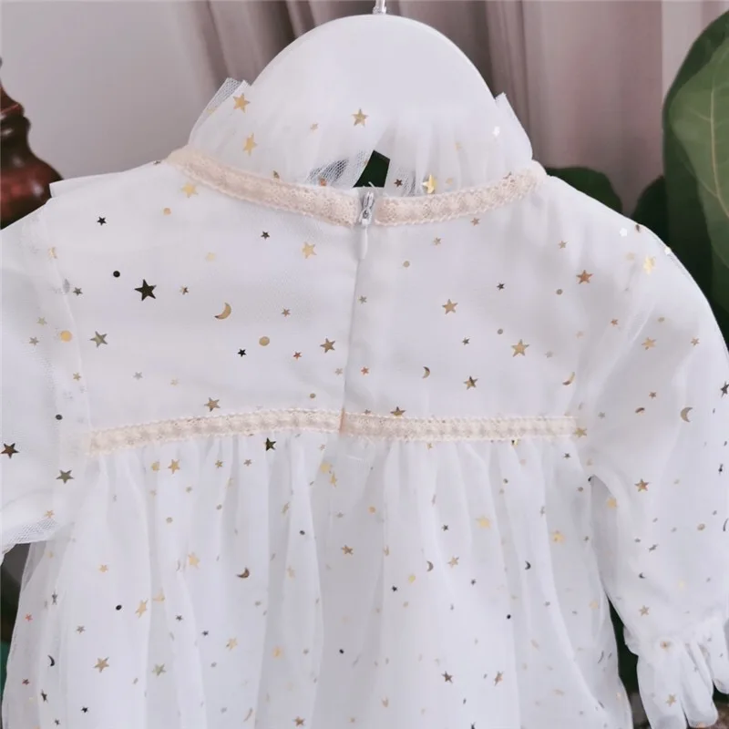 Платья для маленьких девочек 0-4T одежда для маленьких девочек Сетчатое платье с длинными рукавами и рисунком звезды мягкое милое платье для маленьких девочек Одежда для младенцев