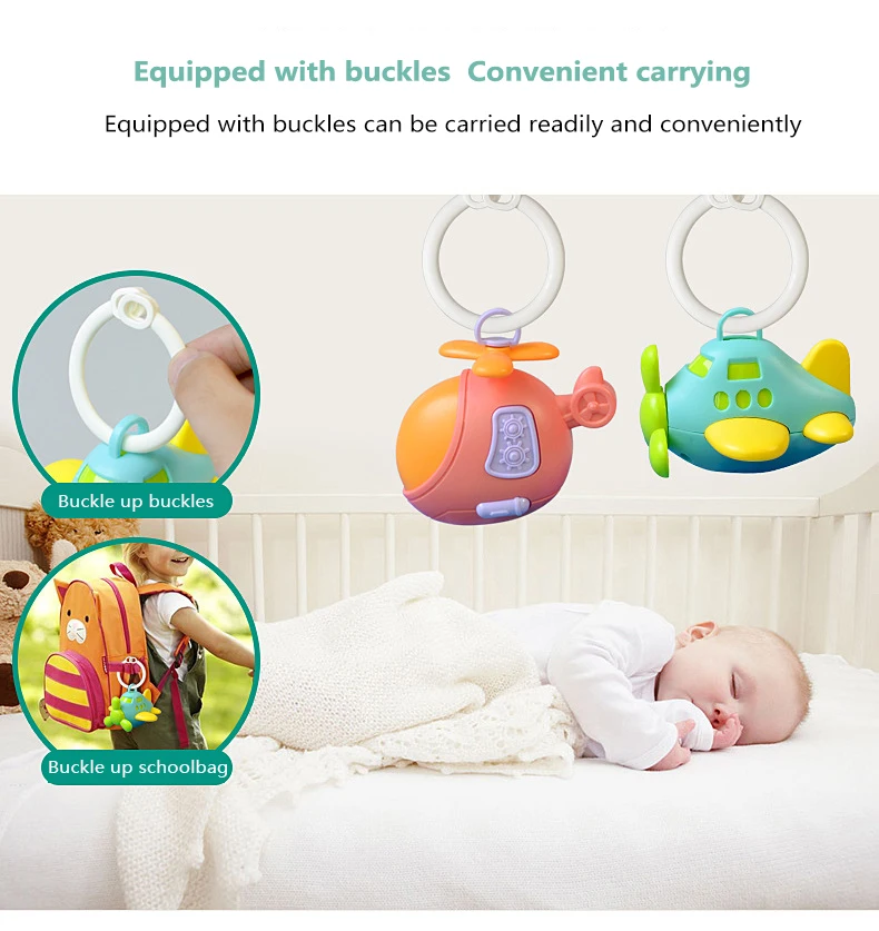 

1pc Baby Rattle Newborn Baby Toy Kids Hand Rattle Shaking Bell Cartoon Plane Hand Grip Rattle Early Education Musical Instrument