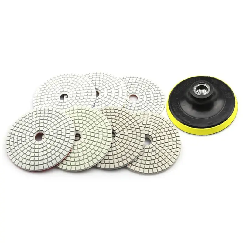 7 шт. 4 дюйма Алмазный влажный шлифовальный диск гибкий полировальный + 1 шт M10