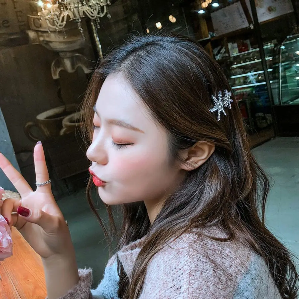 Корейские женские блестящие хрустальные стразы звездочки металлические заколки