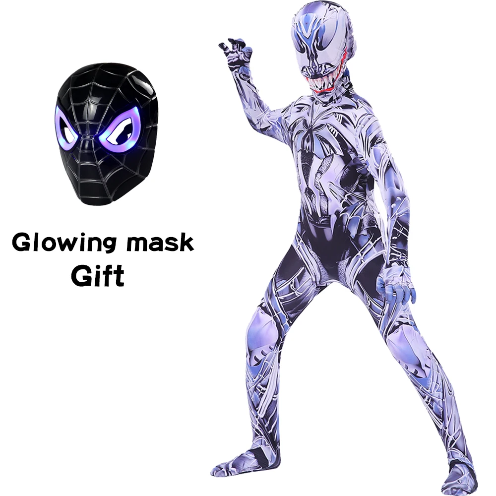 Halloween Adult Kids Venom-Boys With Mask Costume Cosplay Superhero Super Suit Jumpsuit Bodysuit Costume For Men Children