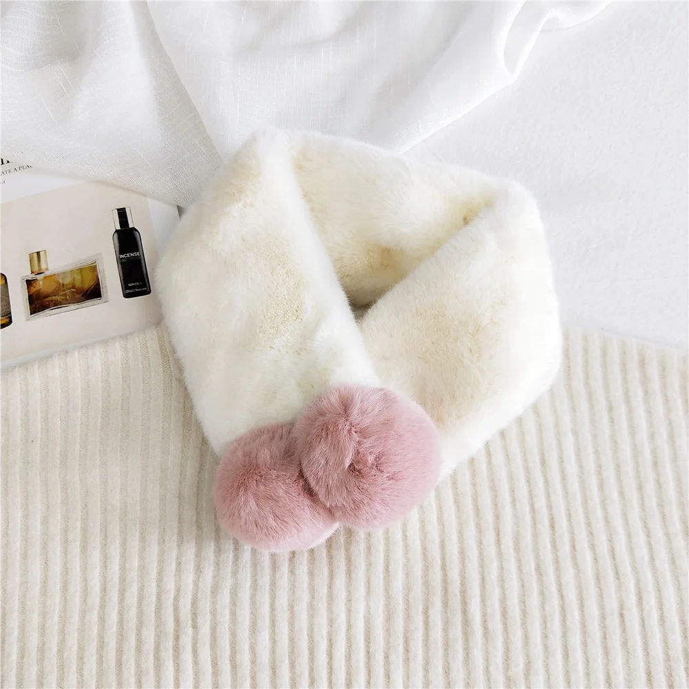 

2020 Winter Warm Scarf Women Faux Rabbit Fur Collar Scarf soft Plush Neck Warmer Winter shawl and warp Scarves