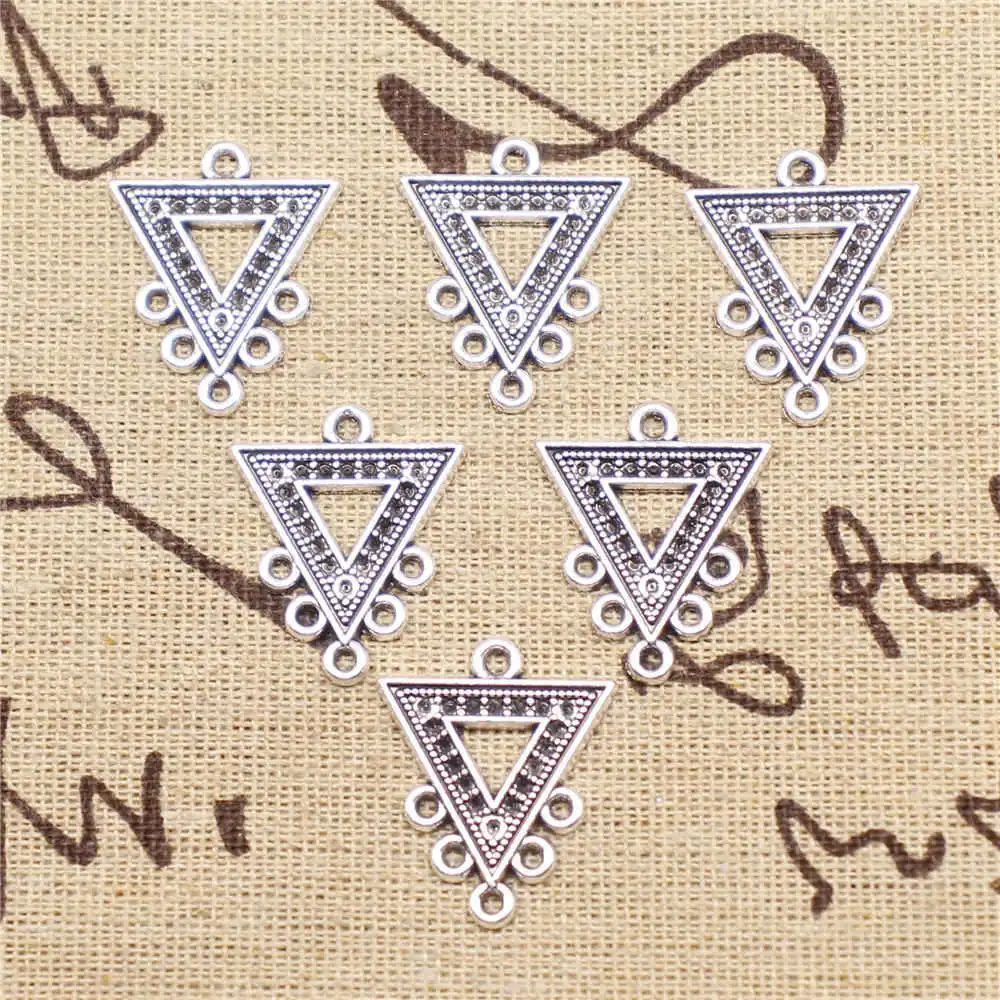 

10Pcs Jewelri Charm Triangle Earring Connector Antique Silver Color 20X24mm