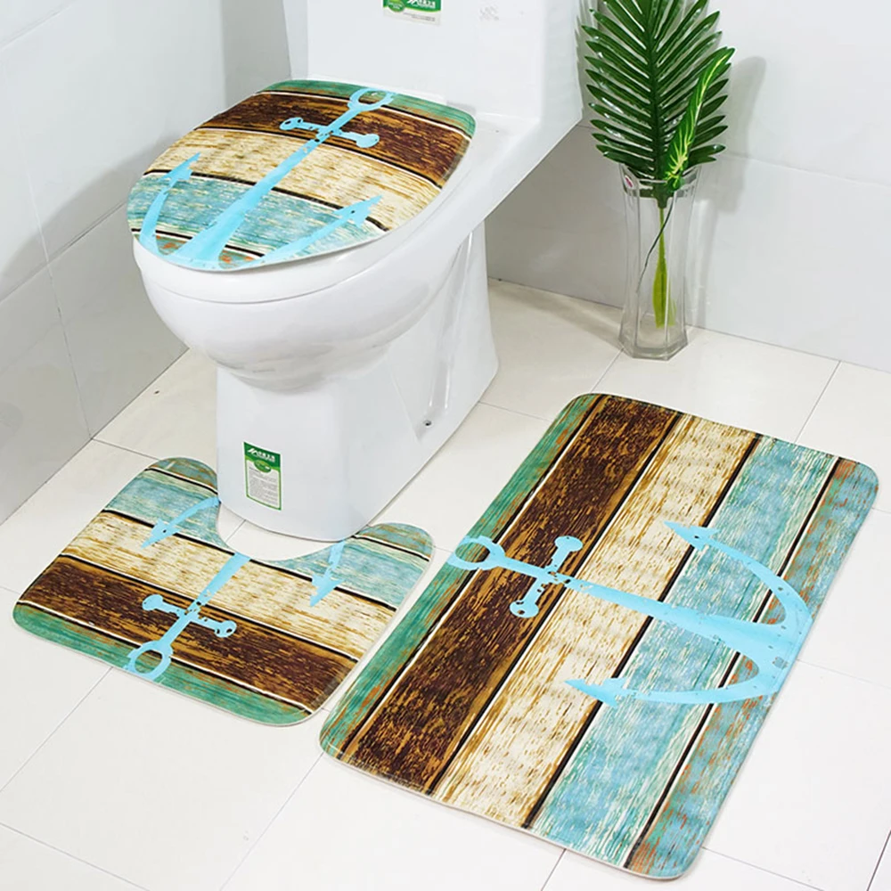 

Wooden Boat Bathroom Non-Slip Mat Carpet Home Decoration Bathroom Non-Slip Carpet 3D Water Drop Boat Bathroom Carpet