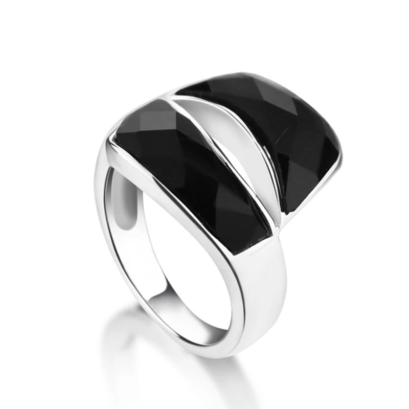 Модное широкое серебряное кольцо искусственное для женщин серебряные ювелирные