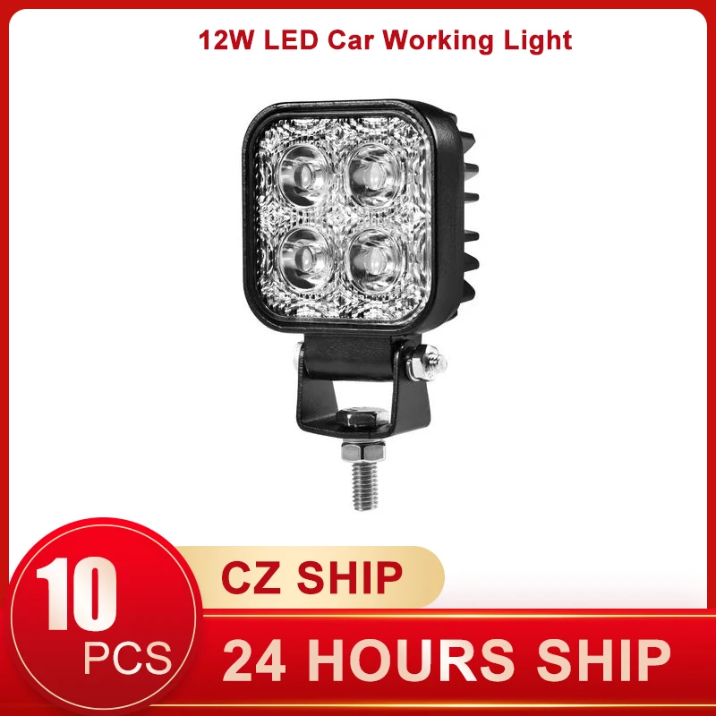 

10Pcs/lot 12W LED Car Working Light Bar for Off Road Indicators Work Driving Offroad Boat Vehicle Truck SUV Motercycle