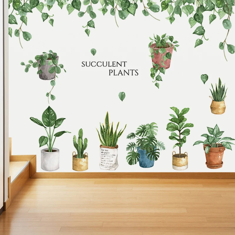 

Nordic wall stickers potted plants sticker self-adhesive home decor living room decoration bedroom wall decor house decoration