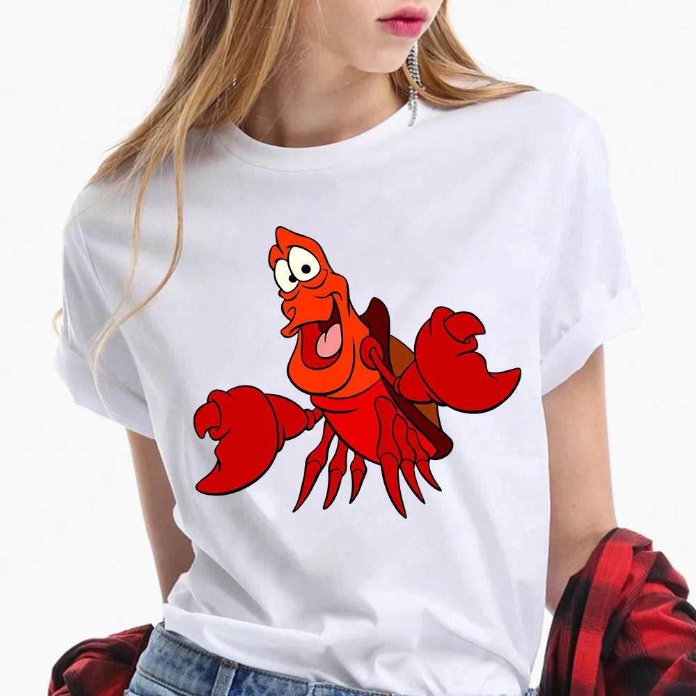 

The Little Mermaid Sebastian Graphic Print T-shirt Women Harajuku Aesthetic Cartoon Cute Tshirt New Fashion Female T Shirt