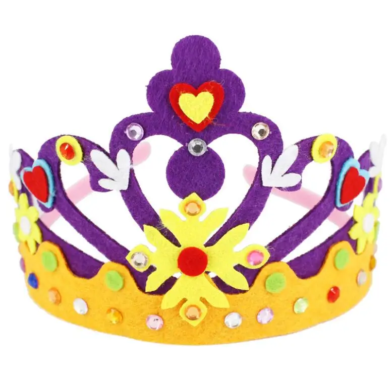 4 Purple Orange Нетканая корона с алмазами, креативные узоры с днем рождения для детского сада, художественные детские игрушки вечерние украшения, подарок GYH - Цвет: 4 Purple Orange