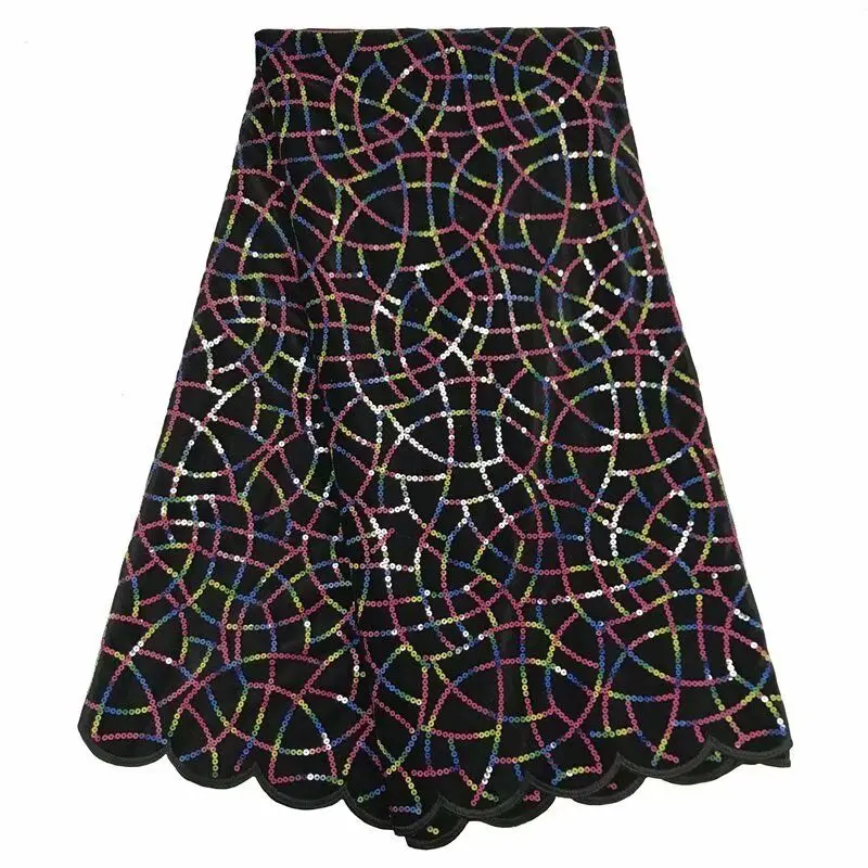 

2019 New Arrival African Laces Fabric High Quality Embroidery Lace Tulle Laces Fabrics With Sequins For Wedding Dresses fc66-404