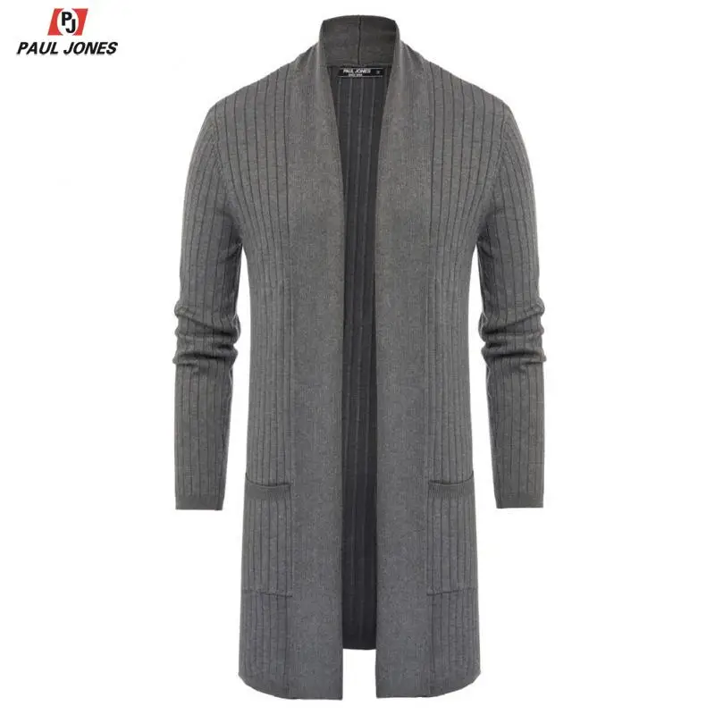Мужской свитер с длинным рукавом и воротником шалью от PAUL JONES вязаный открытой