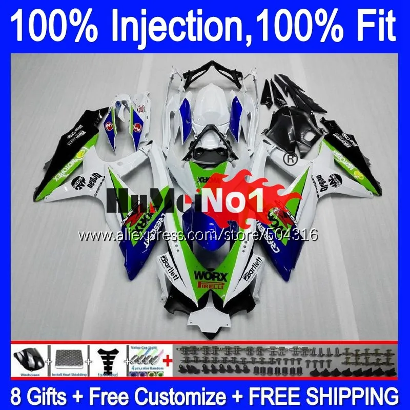 OEM для SUZUKI GSXR 750 600 GSXR600 GSX R750 17MC.17 K8 GSXR750 2008 2009 2010 08 09 10 обтекатель зеленый белый|Чехлы