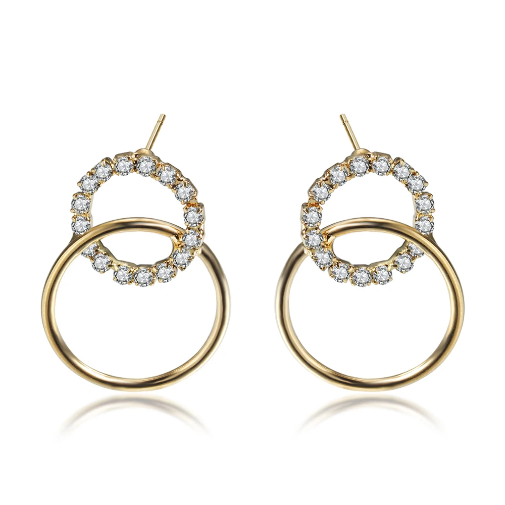 

Fashion Personality Micro Inlaid Zircon Earrings Women's Double Circle Earrings Party Wedding Girlfriend Birthday Gift
