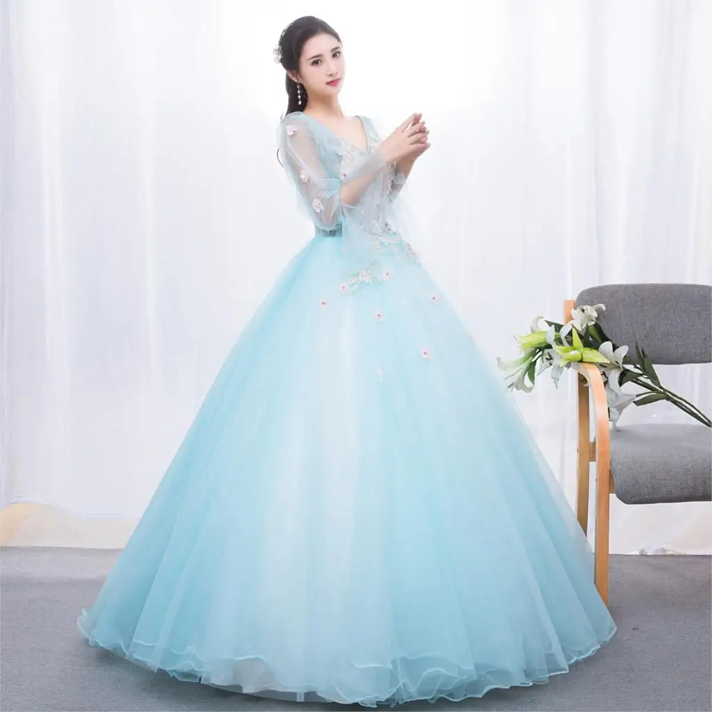 Бальное платье принцессы Quinceanera Коралловое зеленое синее для девочек до пола на