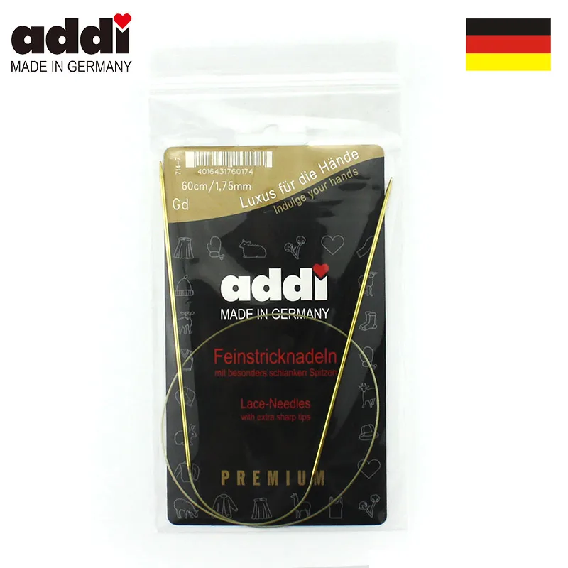 Кружевные спицы Addi Гладкая круглая вязальная игла с никелированным покрытием -7-60