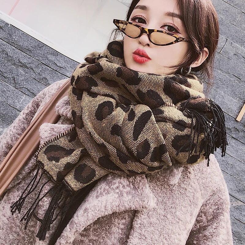 2019 зимний шарф леопардовые с принтом для женщин мягкие пашмины шали и женский